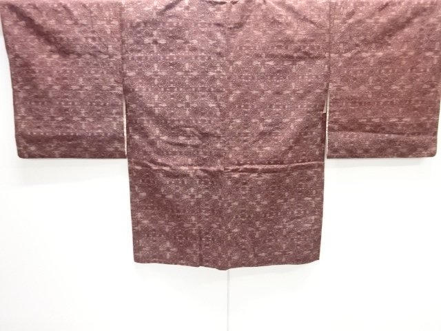 JAPANESE HAORI / TSUMUGI / WOVEN RHOMBUS & FAMILY CREST